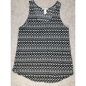 Tank Top Sz Small Scoop Neck Black White Geometric Rocker Indie Festival…